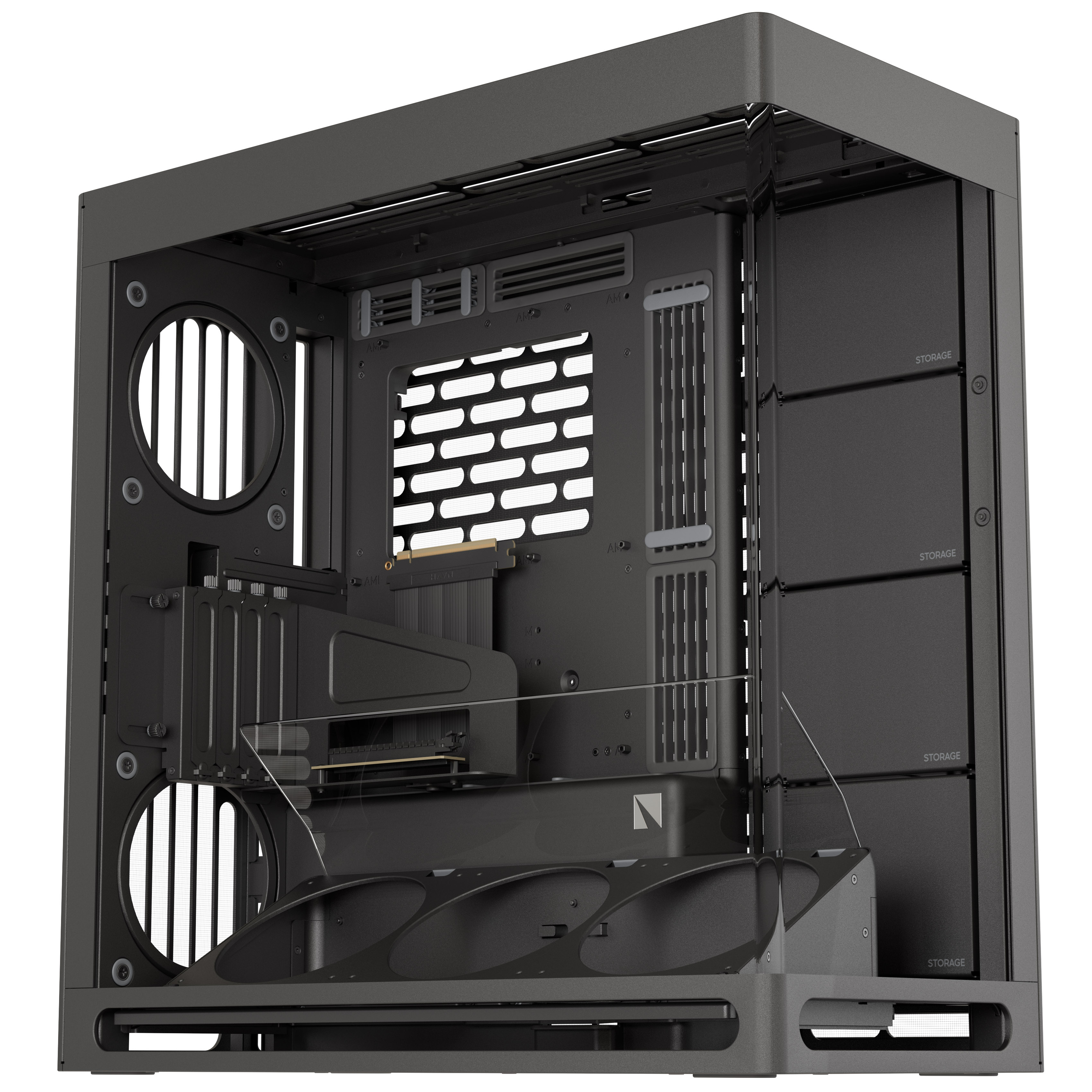 HAVN HS 420 VGPU PC-Gehäuse, Midi-Tower, E-ATX, Tempered Glass, PCIe 5.0 Riser Kabel - black-HVN-CA-HS420-08