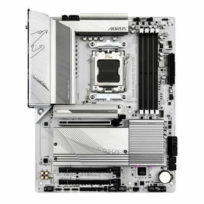 GIGABYTE B650 AORUS ELITE AX ICE, DDR5, SATA3, USB3.2Gen2x2, DP, 2.5GbE, WiFi 6E, AM5 ATX