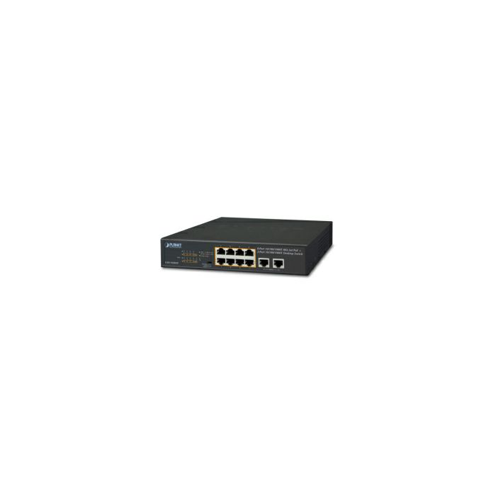 PLANET Gigabit preklopnik (Switch) 10" 10-port 10/100/1000Mbps sa 8-port IEEE 802.3at PoE+ Injector, 1U desktop/rack mountable (120W)