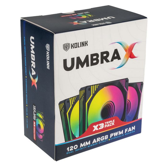 Kolink Umbra X 120mm ARGB High Performance PWM Fan Triple Pack - Black UMBRA X 120MM 3PK