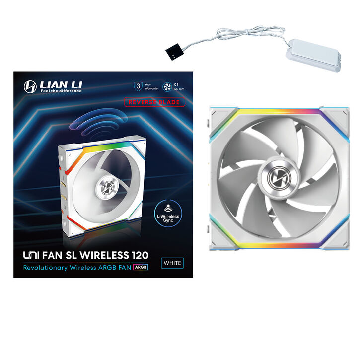 Lian Li UNI FAN SL Wireless ARGB PWM Lüfter - Reverse Blade, 120 mm, white-12RSL1W1W