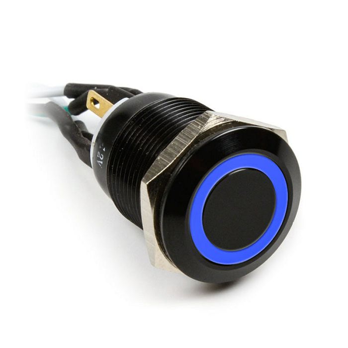 Impactics Vandalismustaster 19mm, IP65, blaue LED - black LAN_22_IP65_ALB_BL_1