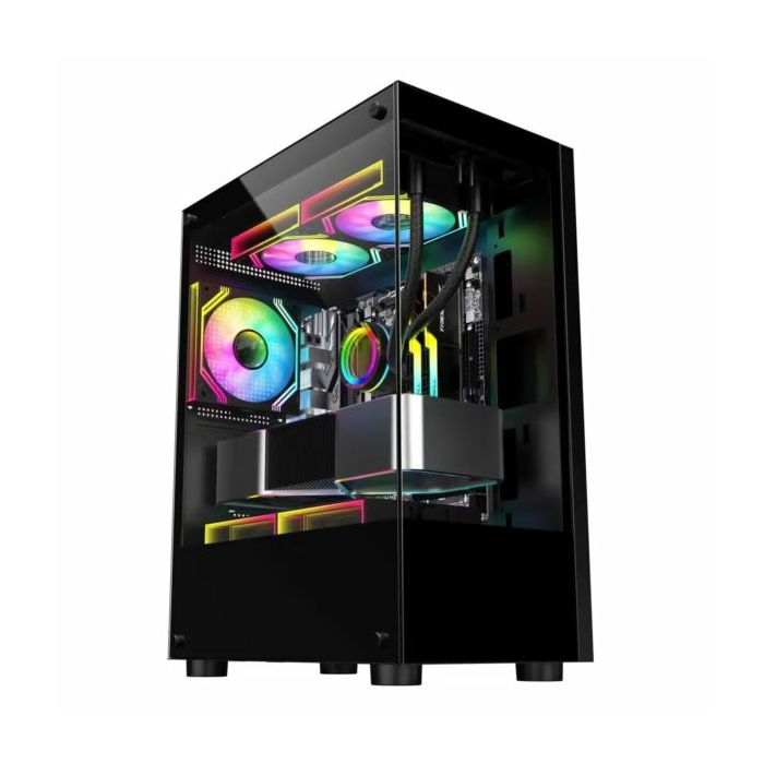 NaviaTec Mariner Gaming case with 3x ARGB Fans, Tempered Glass Sides, mATX