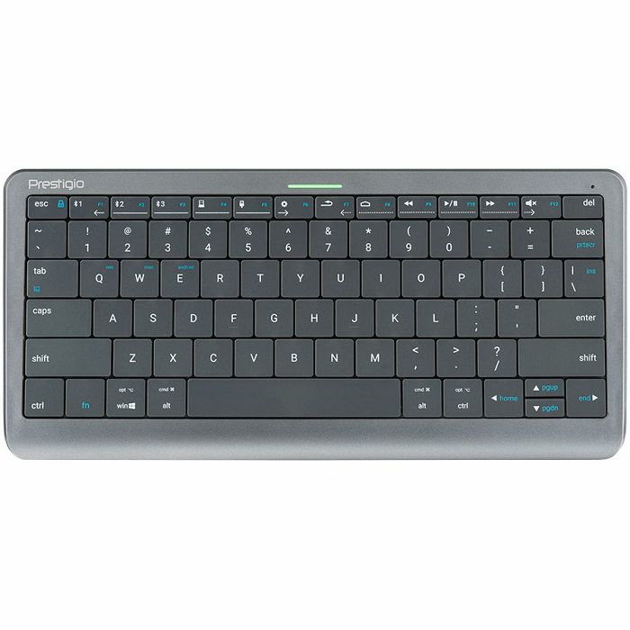 Click&Touch, wireless multimedia keyboard for Smart-TV with touchpad embedded into keys, auto-switch between keyboard and touchpad, connect to 5 devices via Bluetooth, USB dongle and Type-C, LED statu