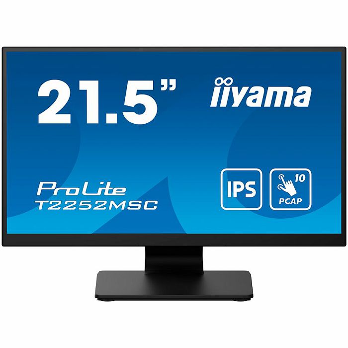 IIYAMA Monitor LED T2252MSC-B2 21.5" IPS TOUCH Capacitive 1920 x 1080, 250 cd/m², 1000:1, 5ms, Touch points 10, Touch method stylus, finger, glove, Touch interface USB, HDMI x1, DisplayPort x1, Speake