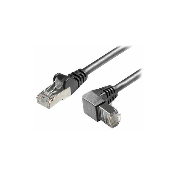 Transmedia Cat6A SFTP Patch Cable, RJ45 plug angled down, 1m