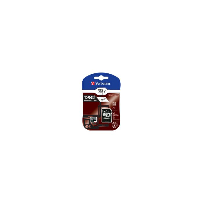 Verbatim memorijska kartica Micro Secure Digital Premium (XC/UHS1) 128GB Class 10 Card + adapter