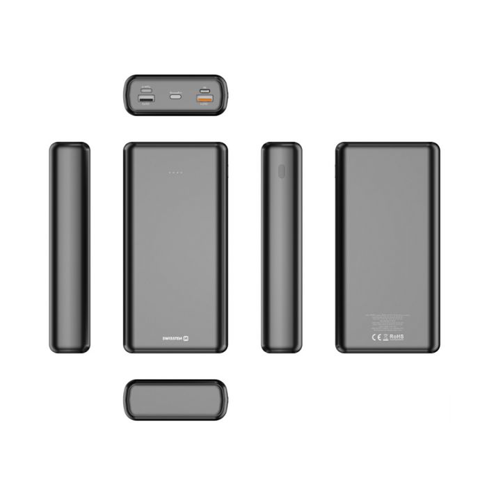 Dodatna baterija - Power Bank SWISSTEN 30000mAh, 20W, PD, QC, svi utori, crna