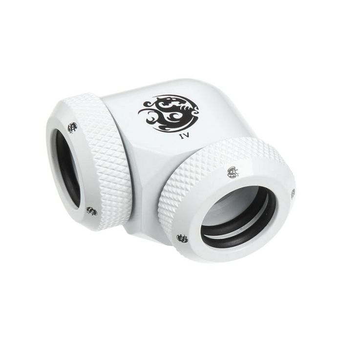 Bitspower Multi-Link Adapter 90 Grad 12mm AD auf 12mm AD Hardtube - white BP-DWE90DML