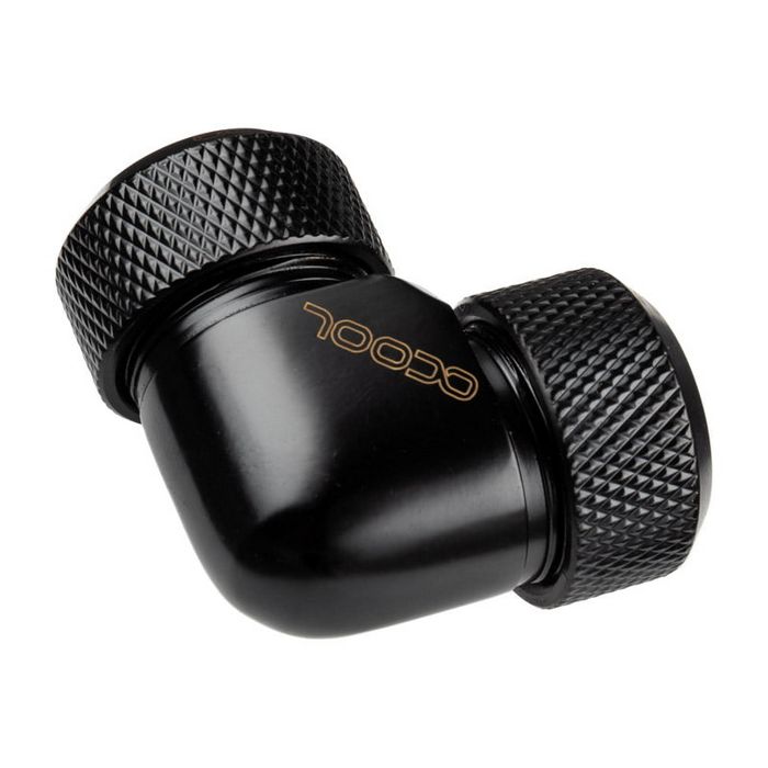 Alphacool Eiszapfen 13mm Hardtube screw-on nozzle 90 degree L-connector acrylic brass tubes - black 17444
