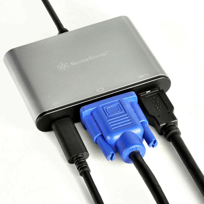SilverStone SST-EP06C - USB 3.1 Typ-C auf VGA/USB Type C/USB Type A Adapter Hub SST-EP06C