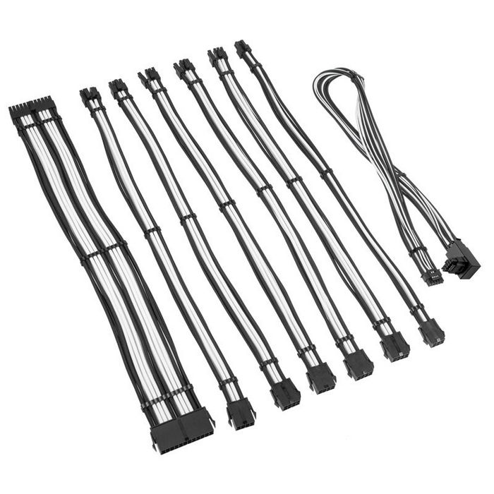 Kolink Core Pro Braided Cable Extension Kit 12V-2x6 Type 1 - Jet Black/Brilliant White-COREPRO-EK-12VT1-BWH
