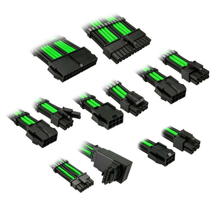 Kolink Core Pro Braided Cable Extension Kit 12V-2x6 Type 1 - Venom Green-COREPRO-EK-12VT1-GRN