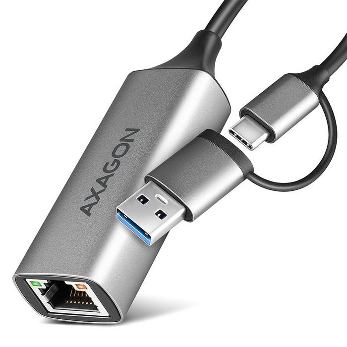 AXAGON ADE-TXCA Gigabit Ethernet  Adapter, USB-C + USB-A - titangrau-ADE-TXCA