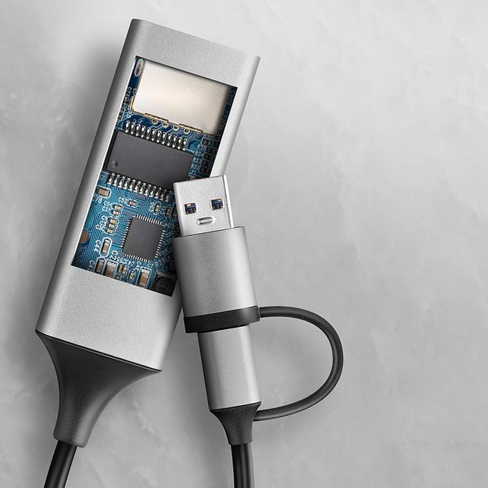 AXAGON ADE-TXCA Gigabit Ethernet  Adapter, USB-C + USB-A - titangrau-ADE-TXCA