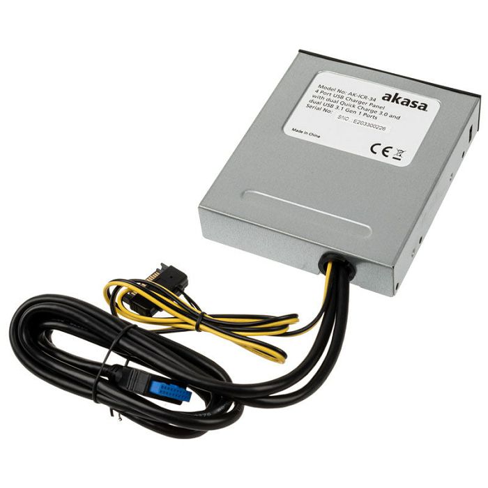 Akasa USB 3.1 Gen2 und Quick Charge Panel 3,5 Zoll - black AK-ICR-34