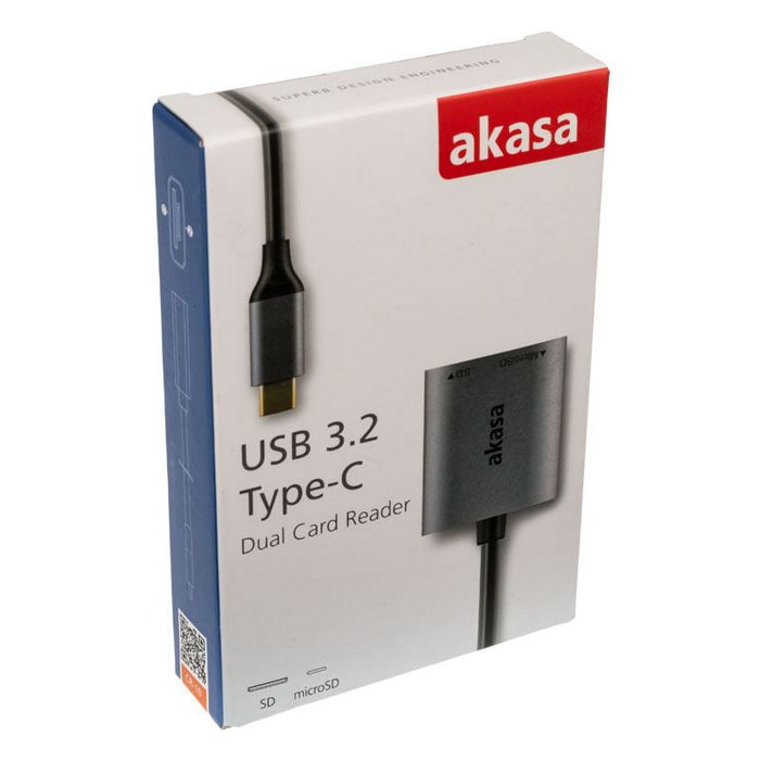 Akasa USB 3.2 Gen1 Type-C Dual Card Reader - silver AK-CR-10BK