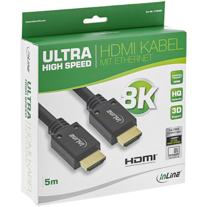 InLine 8K4K Ultra High Speed HDMI Kabel, black - 5m 17905P