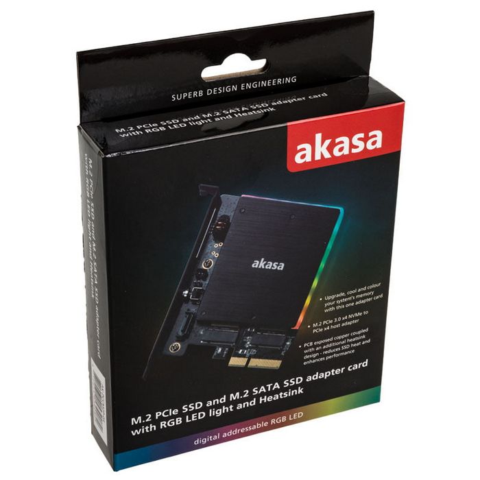Akasa M.2 PCI-E SATA RGB LED Adapter Karte AK-PCCM2P-03