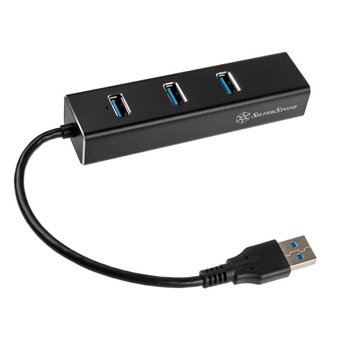 SilverStone SST-EP04 3-Port USB 3.0 Hub mit Gigabit Ethernet - black SST-EP04