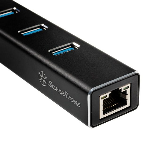 SilverStone SST-EP04 3-Port USB 3.0 Hub mit Gigabit Ethernet - black SST-EP04