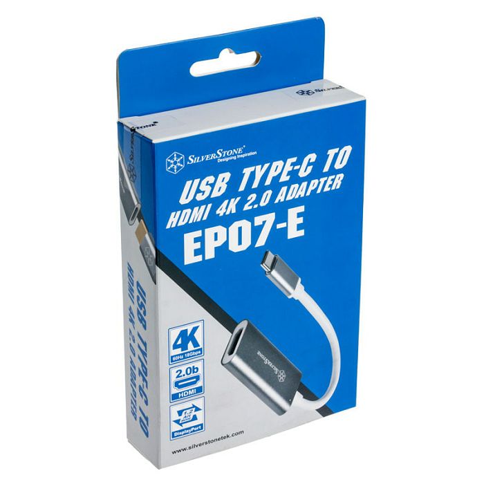 SilverStone SST-EP07C-E - USB 3.1 Type C auf HDMI V2.0b Adapter - grau SST-EP07C-E