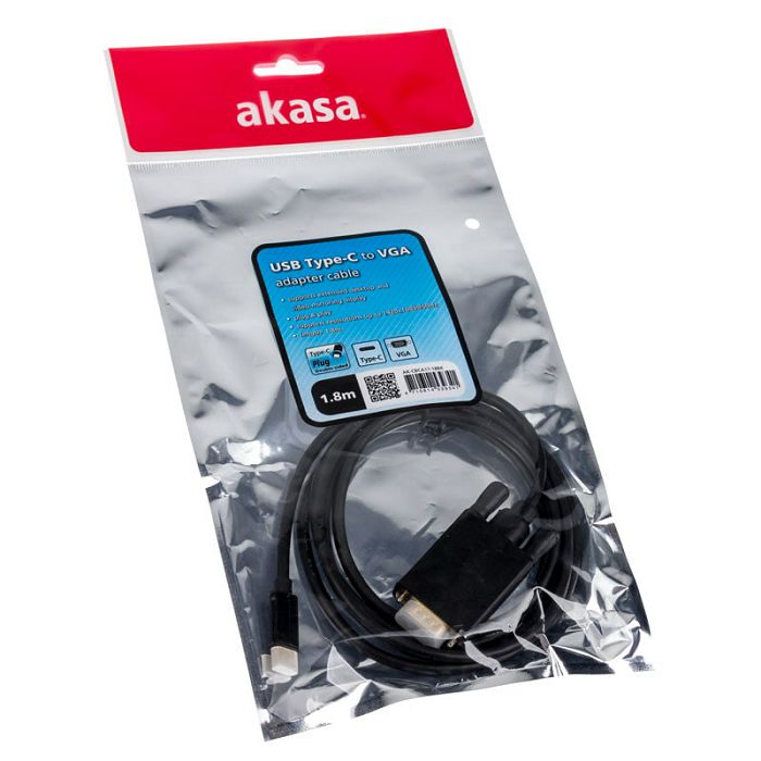 Akasa Type C adapter cable to VGA - black AK-CBCA17-18BK