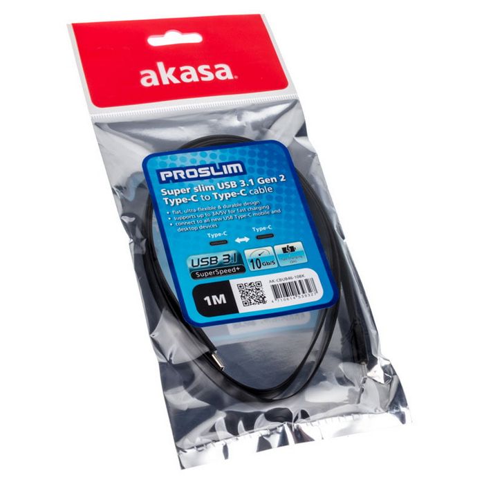 Akasa Typ C zu Typ C Adapter Kabel PROSLIM - black AK-CBUB46-10BK  