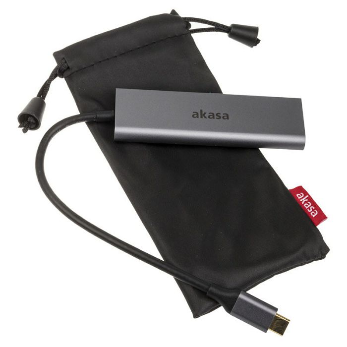 Akasa USB Typ C to 4x USB Typ A - silver AK-CBCA25-18BK