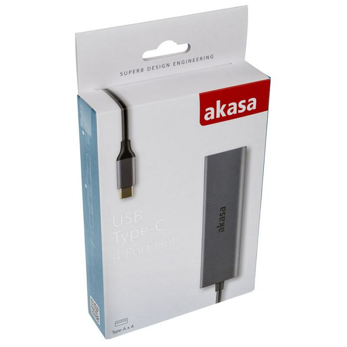 Akasa USB Typ C to 4x USB Typ A - silver AK-CBCA25-18BK