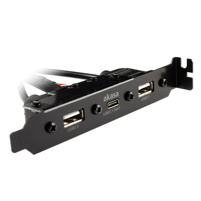 Akasa Internes USB 3.0/2.0 auf externes USB-C und 2x USB 2.0 Typ-A Adapterkabel - 40cm, black AK-CBUB53-40BK