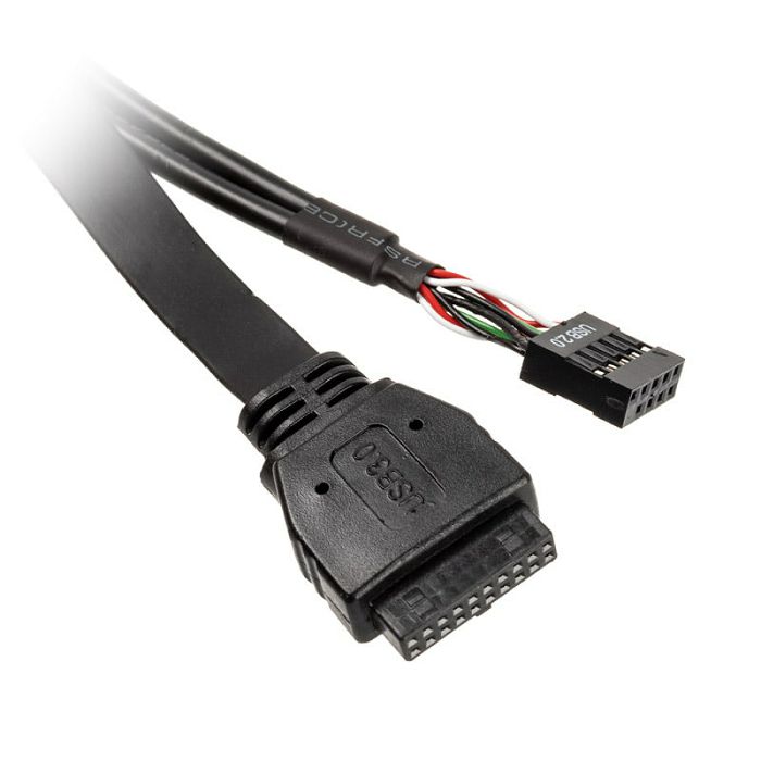 Akasa Internes USB 3.0/2.0 auf externes USB-C und 2x USB 2.0 Typ-A Adapterkabel - 40cm, black AK-CBUB53-40BK