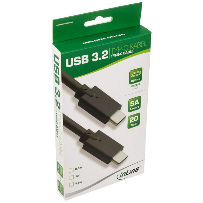 InLine USB 3.2 Gen.2 Kabel, USB Typ-C Stecker/Stecker, black - 0,5m 35706A
