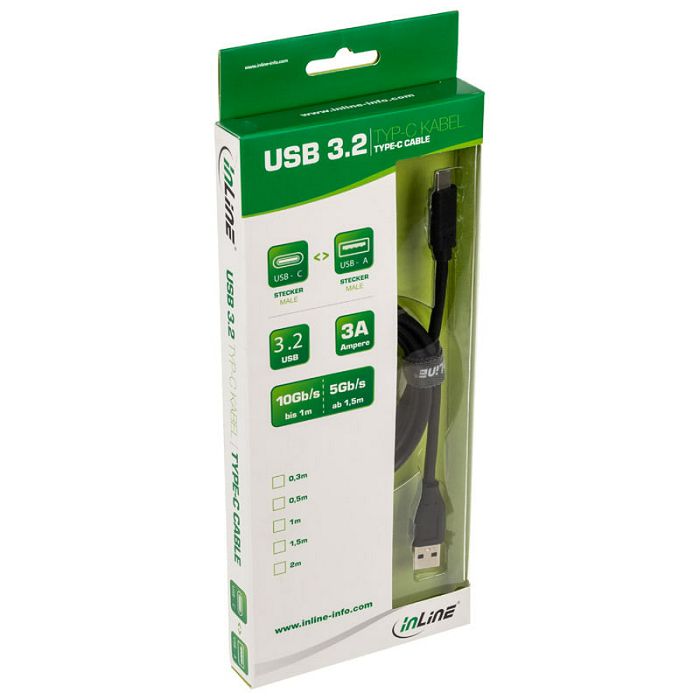 InLine USB 3.2 Gen.2 Kabel, Typ C auf A Stecker/Stecker, black - 2m 35712