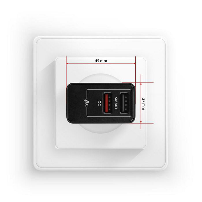 AXAGON ACU-QS24 Ladegerät, 2x USB-A, QC3.0/Smart 5V 1,2A, 24W - black ACU-QS24
