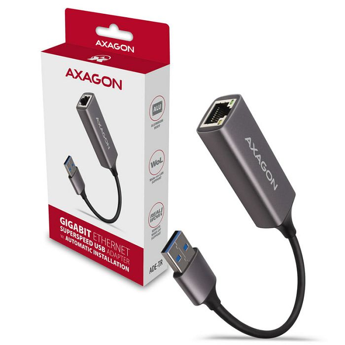 AXAGON ADE-TR Gigabit Ethernet 10/100/1000 Adapter - USB 3.1 Typ A, Titangrau ADE-TR