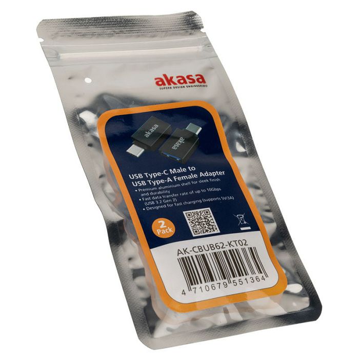 Akasa Typ A auf Typ C USB-Adapter - 2 Stück AK-CBUB62-KT02