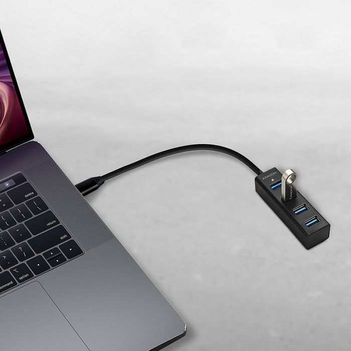 AXAGON HUE-M1C Superspeed USB-C Mini Hub, 4x USB 3.0 - 20cm, black HUE-M1C