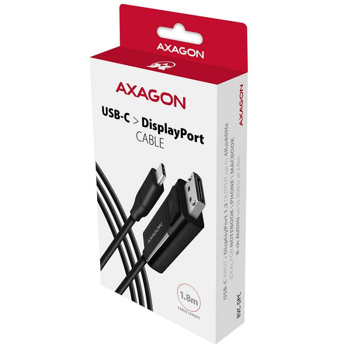 AXAGON RVC-DPC USB-C auf DisplayPort-Kabel, 1,8 m, 4K/60Hz - black RVC-DPC