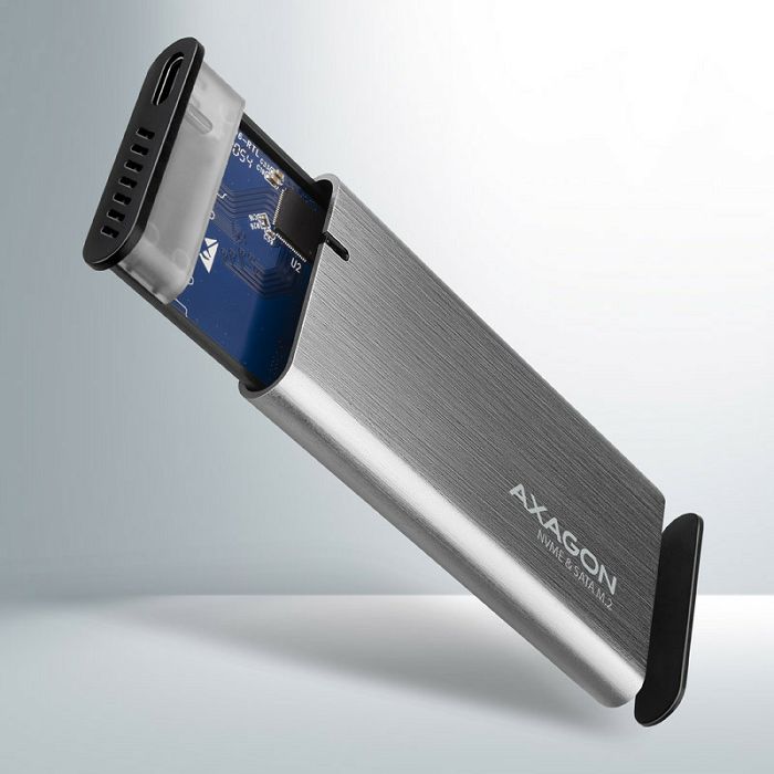 AXAGON EEM2-SG2 RAW BOX externes Gehäuse für M.2 SSDs USB-C 3.2 Gen 2 - silber EEM2-SG2