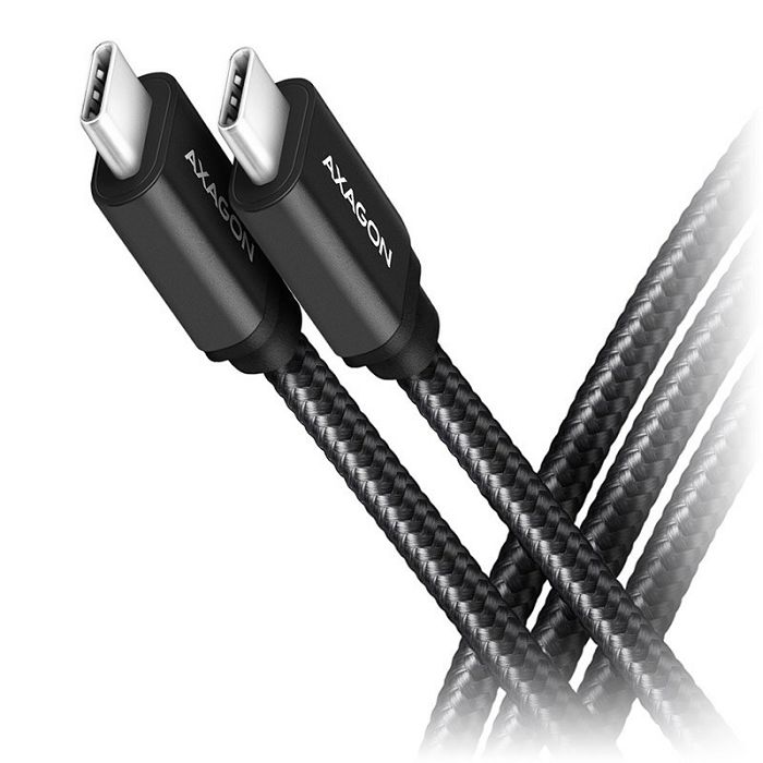 AXAGON BUCM3-CM30AB USB-C zu USB-C Kabel 3.2 Gen 1, 3 m, PD 60W, 3A, geflochten - black BUCM3-CM30AB