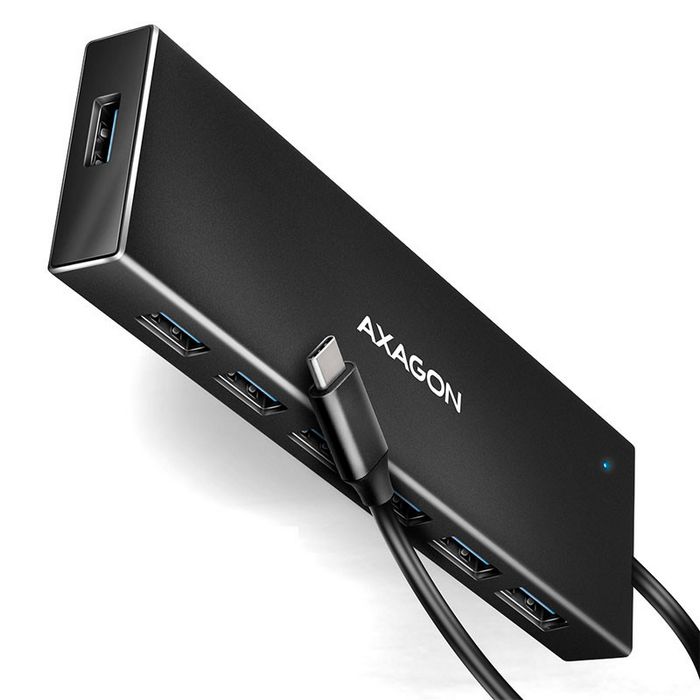AXAGON HUE-F7C 7x USB 3.2 Gen 1 Aluminium Flat Hub, 30 cm USB-C-Kabel HUE-F7C