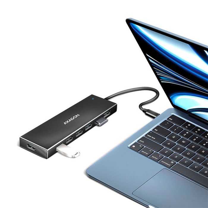 AXAGON HUE-F7C 7x USB 3.2 Gen 1 Aluminium Flat Hub, 30 cm USB-C-Kabel HUE-F7C