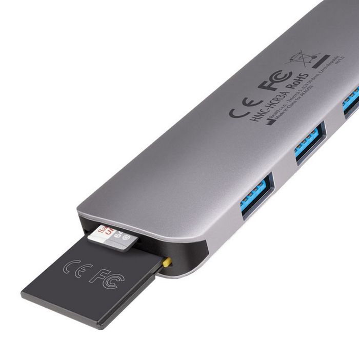 AXAGON HMC-HCR3A USB-Hub, 3x USB-A + HDMI + SD/microSD, USB-C 3.2 Gen 1, 20 cm USB-C-Kabel HMC-HCR3A
