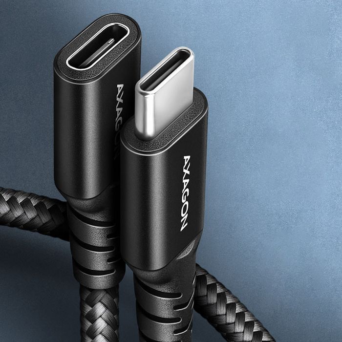 AXAGON BUCM32-CF10AB Verlängerungskabel, USB-C zu USB-C 3.2 Gen 2, 1 m, 20 Gbps - Aluminium BUCM32-CF10AB