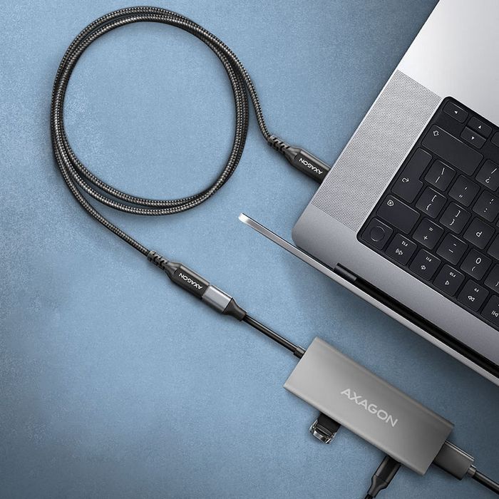 AXAGON BUCM32-CF10AB Verlängerungskabel, USB-C zu USB-C 3.2 Gen 2, 1 m, 20 Gbps - Aluminium BUCM32-CF10AB