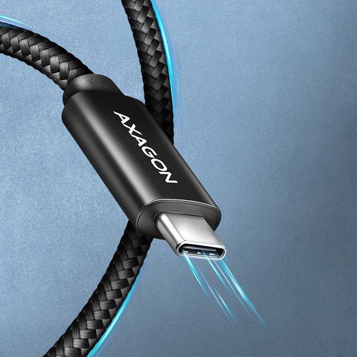 AXAGON BUCM4X-CM10AB USB-C zu USB-C Kabel, USB4 Gen 3×2, 1 m, PD 240W, 8K HD, ALU, geflochten - black-BUCM4X-CM10AB
