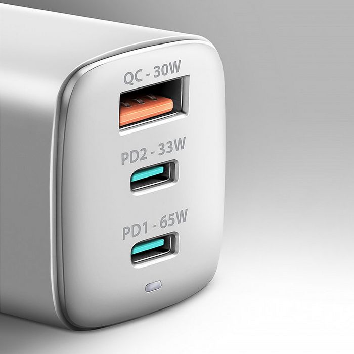 AXAGON ACU-DPQ65W 1x USB-A / 2x USB-C, PD 3.0 / QC4+ / PPS, 65W, white ACU-DPQ65W