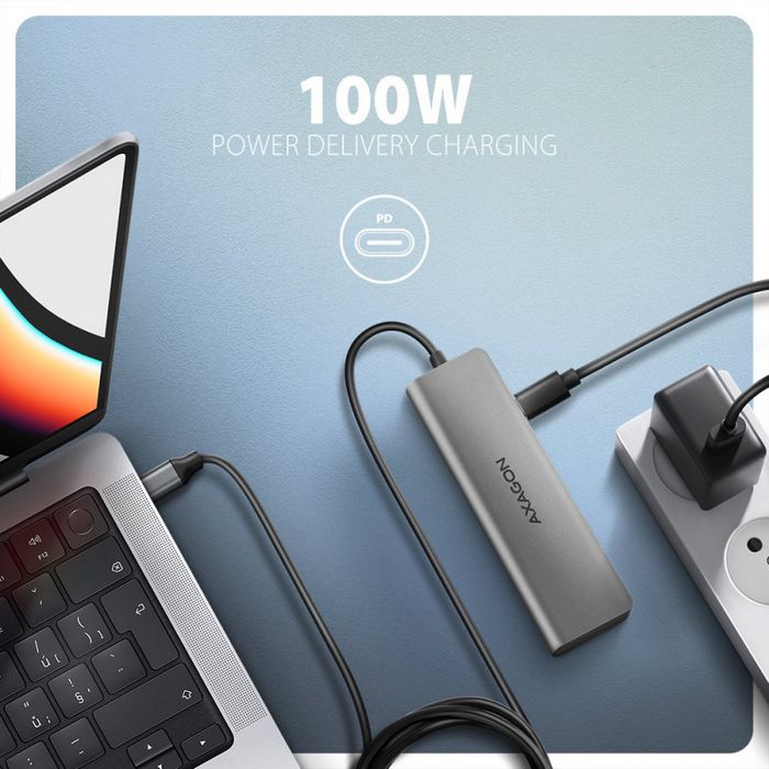 AXAGON HMC-5H USB-C 3.2 Gen 1 hub, 3x USB-A, 4K HDMI, PD 100W - Silber-HMC-5H