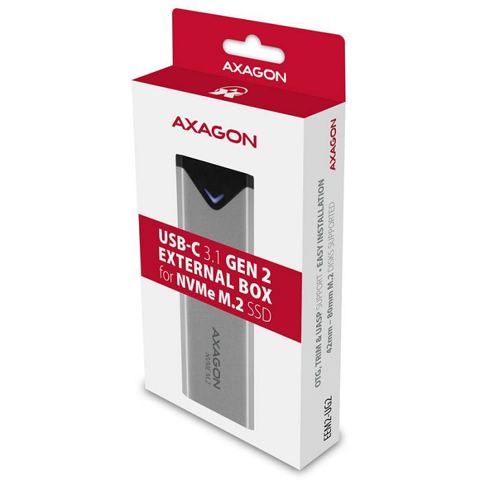 AXAGON EEM2-UG2 externes M.2-Gehäuse, USB-C 3.1, M.2 NVMe SSD EEM2-UG2